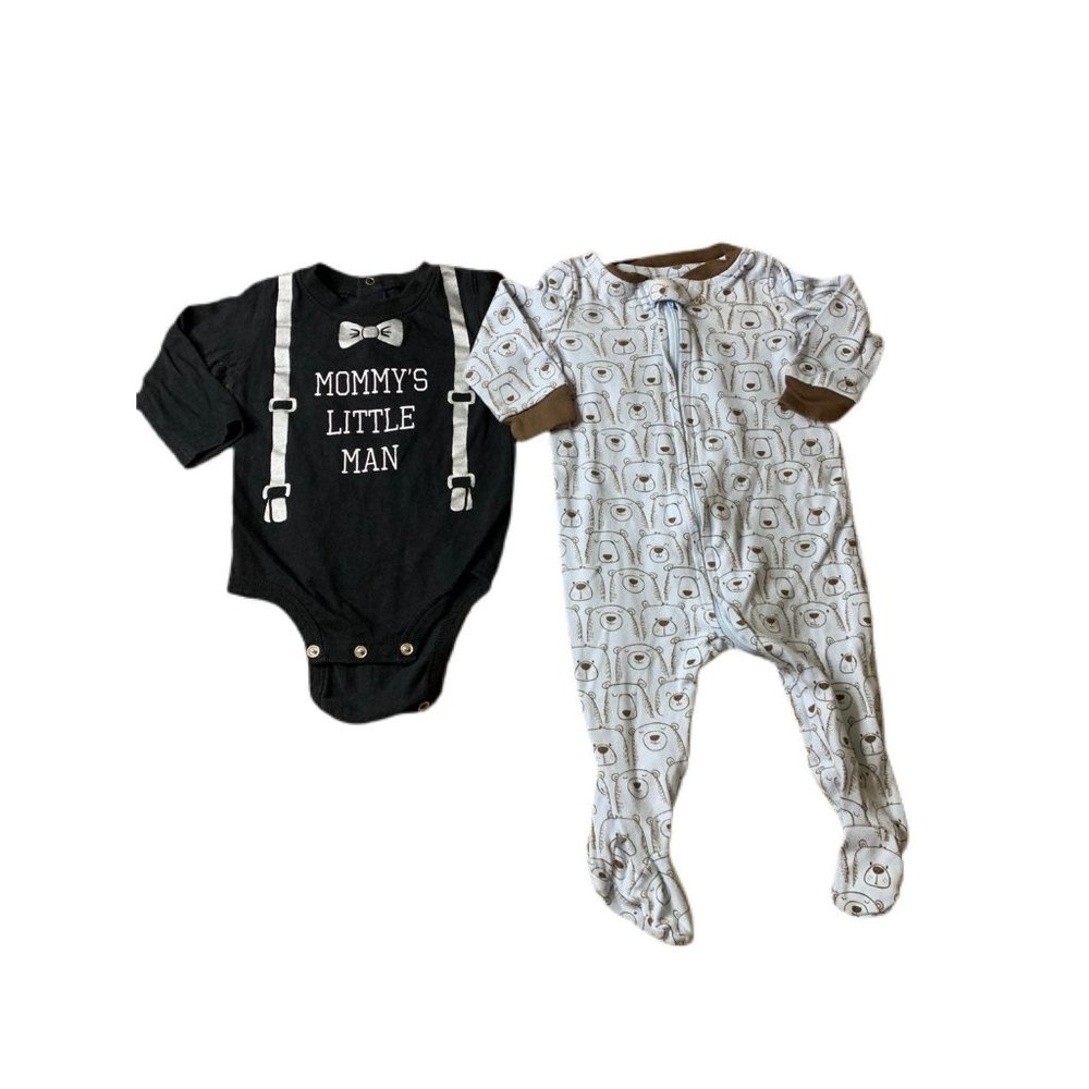 Koala Baby Long-sleeve Onesie Bodysuit 3-6M Bears Bowtie